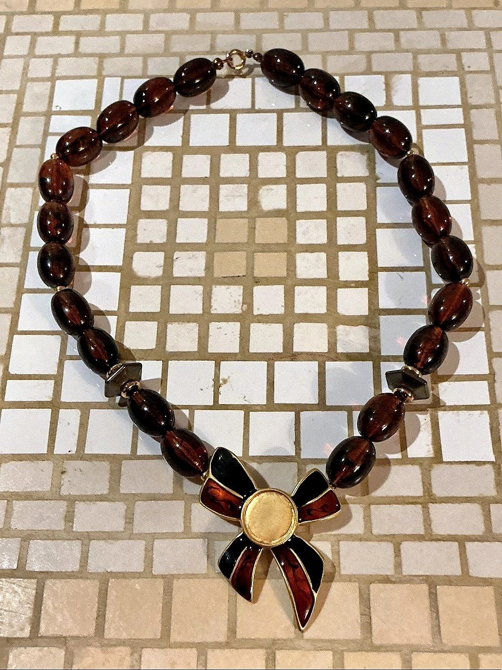 Brown Beaded Pendant Necklace